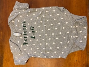 Vermont Law Onesie with Polka Dots - Grey